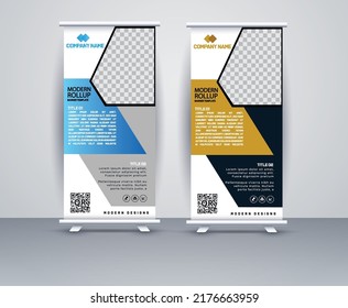 Roll up brochure flyer banner design template vector, abstract background, modern x-banner, rectangle size.
