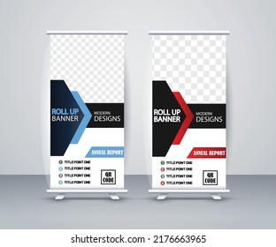 Roll up brochure flyer banner design template vector, abstract background, modern x-banner, rectangle size.
