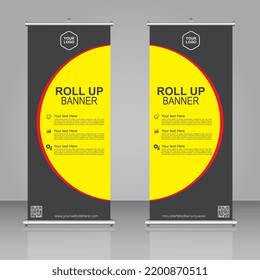  Roll up brochure flyer roll up banner design template vector, abstract background, modern x-banner, rectangle size.