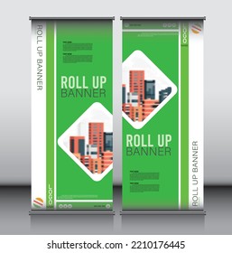 roll up brochure flyer banner design vertical template vector, abstract background, modern x-banner and flag-banner, rectangle size, eps.