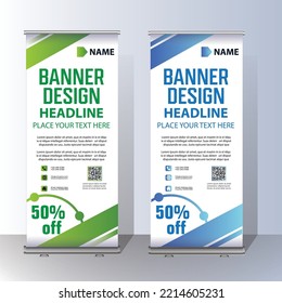 
Roll-up Broschüren Flyer Banner Design-Vorlage Vektorgrafik, abstrakter geometrischer Hintergrund, moderne x-Banner, Rechteck-Größe.