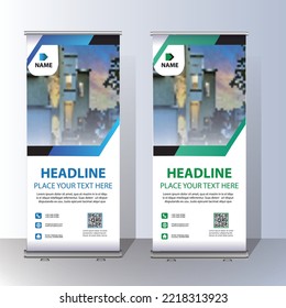 roll up brochure flyer banner design vertical template vector, modern x-banner, and flag-banner, rectangle size.