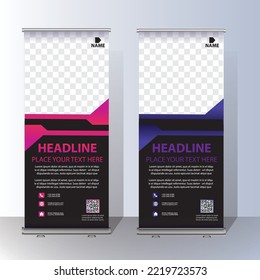 roll up brochure flyer banner design vertical template vector, modern x-banner, and flag-banner, rectangle size.