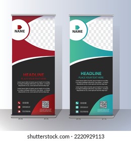 roll up brochure flyer banner design vertical template vector, modern x-banner, and flag-banner, rectangle size.