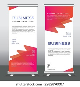 Roll up brochure flyer banner design vertical template vector, abstract geometric background, modern x-banner and flag-banner,rectangle size.