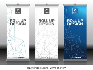Roll up Brochure Flyer Banner Design Template Vector, Abstract Triangle Line Pattern Background, Modern X - Banner, Rectangle Size 