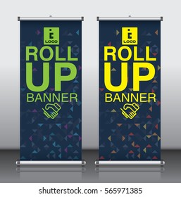 roll up brochure flyer banner design template vector, abstract background, modern x-banner, rectangle size.