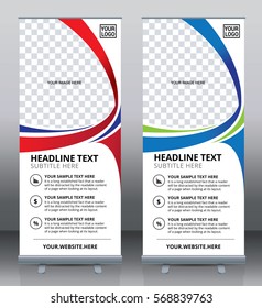 Roll up brochure flyer banner design template vector, abstract background, pull up design, modern x-banner, rectangle size.