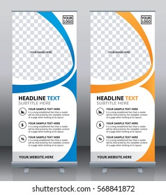 Roll up brochure flyer banner design template vector, abstract background, pull up design, modern x-banner, rectangle size.