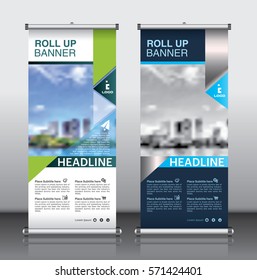 roll up brochure flyer banner design template vector, abstract background, modern x-banner, rectangle size.