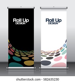 Roll up brochure flyer banner design template vector, abstract background, modern x-banner, rectangle size.
