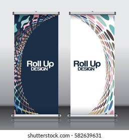 Roll up brochure flyer banner design template vector, abstract background, modern x-banner, rectangle size.
