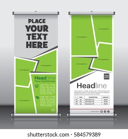Roll up brochure flyer banner design template vector, abstract background, modern x-banner, rectangle size.