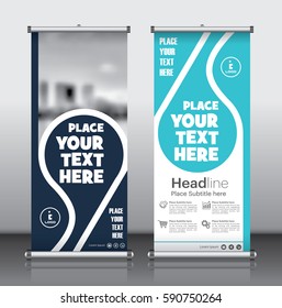 Roll up brochure flyer banner design template vector, abstract background, modern x-banner, rectangle size.