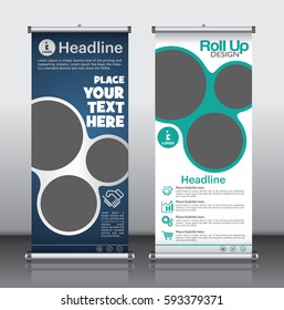 Roll up brochure flyer banner design template vector, abstract background, modern x-banner, rectangle size.
