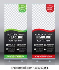 Roll up brochure flyer banner design template vector, abstract background, pull up design, modern x-banner, rectangle size.