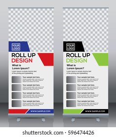 Roll up brochure flyer banner design template vector, abstract background, pull up design, modern x-banner, rectangle size.