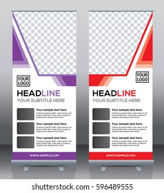 Roll up brochure flyer banner design template vector, abstract background, pull up design, modern x-banner, rectangle size.