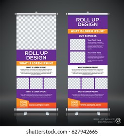 Roll up brochure flyer banner design template vector, abstract background, pull up design, modern x-banner, rectangle size.