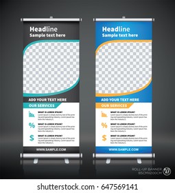 Roll up brochure flyer banner design template, abstract background, pull up design, modern x-banner, rectangle size.