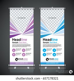 Roll up brochure flyer banner design template, abstract background, pull up design, modern x-banner, rectangle size.