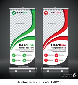 Roll up brochure flyer banner design template, abstract background, pull up design, modern x-banner, rectangle size.