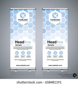 Roll up brochure flyer banner design template, abstract background, pull up design, modern x-banner, rectangle size.