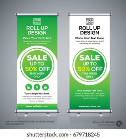 Roll up brochure flyer banner design template, abstract background, pull up design, modern x-banner, rectangle size.