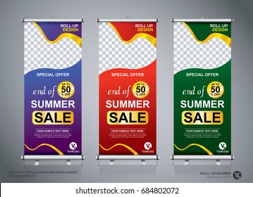 Roll up brochure flyer banner design template, abstract background, pull up design, modern x-banner, rectangle size.