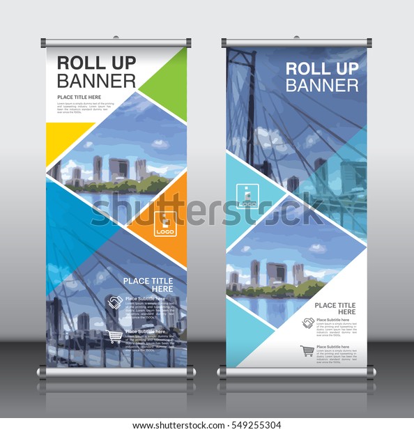 Roll Up Broschuren Flyer Banner Design Vertikale Stock Vektorgrafik Lizenzfrei