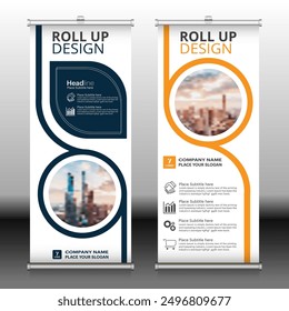 Roll Up Brochure Flyer Banner Vector, Abstract Background, Modern X - Banner, Rectangle Size