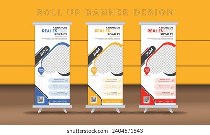 Roll up brochure leaflet-vector business layout, Corporate business leaflet, creative Abstract modern vector plaster editable passage layout for an IT company pull up format, unique banner design, 
