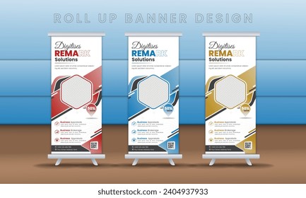 Roll up brochure leaflet-vector business template layout, pull up format, unique banner design, printing costing, Corporate business leaflet, creative Abstract modern vector plaster editable passage