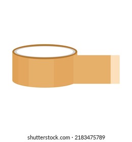 A roll of brown packing tape isolated on white background. Editable EPS 10 vector graphic illustration