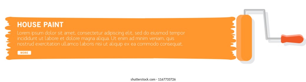 Roll brush and house painting, web banners or print banners, printed materials, flat design vector illustration