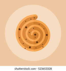 roll bun with cinnamon flat icon.