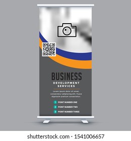 Roll up business banner with abstract shape
