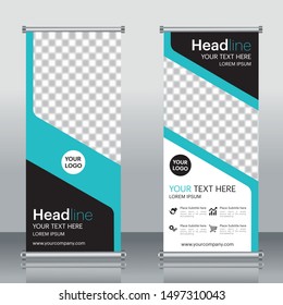 Roll up business banner design template vector, abstract geometric background, modern publication display and flyer banner, layout in rectangle.