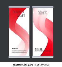 Roll up business banner design vertical template vector.