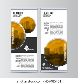 Roll up business banner design vertical template vector, cover presentation abstract geometric background, modern publication display and flag-banner. EPS 10.