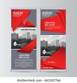 Roll up business banner design vertical template vector, cover presentation abstract geometric background, modern publication display and flag-banner. EPS 10.