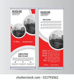 Roll up business banner design vertical template vector.