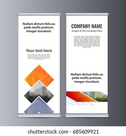 Roll up business banner design vertical template vector.