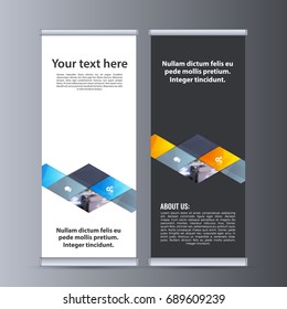 Roll up business banner design vertical template vector.