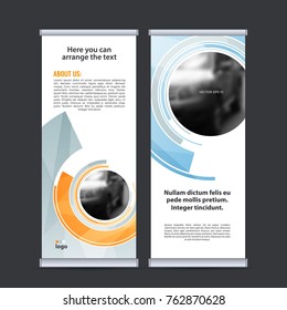 Roll up business banner design vertical template vector.