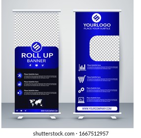 Aufrollen von Business-Banner, vertikales Template-Vektorillustration-Design, abstrakter, moderner geometrischer Hintergrund, Rechteckgröße. EPS10