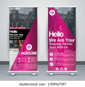 Roll up business banner vertical template vector design, abstract modern geometric background, rectangle size.EPS 10