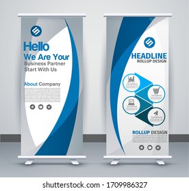 Roll up business banner vertical template vector design, abstract modern geometric background, rectangle size.