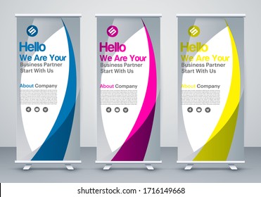 Roll up business banner vertical template vector design, abstract modern geometric background, rectangle size. EPS 10