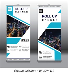 roll up business banner vertical template vector design, rectangle size, abstract modern geometric background, rectangle size.